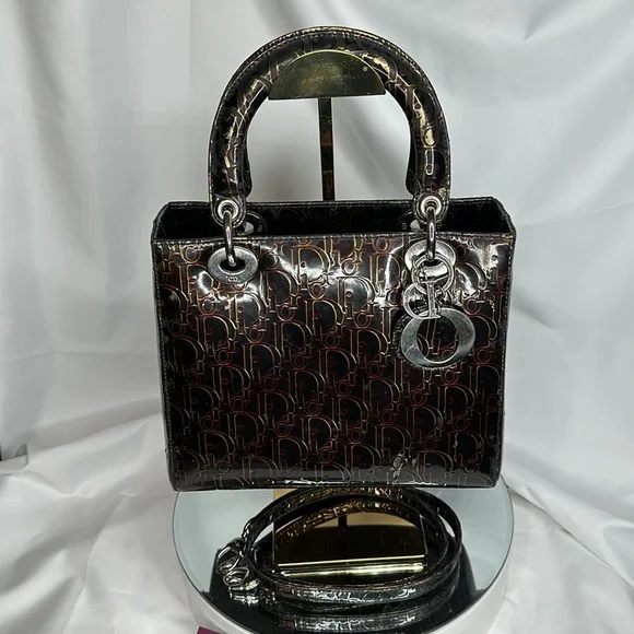 Christian Dior Hand Bag Brown Enamel - Picture 13 of 17
